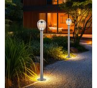 Lampe d'extérieur lampadaire lampadaire de jardin socle en acier inoxydable lampe d'extérieur, IP44, 1x LED 11W 750Lm blanc chaud, DxH 15x99 cm, lot de 2
