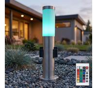 Lampe Sur Pied LED Extérieure En Acier Inoxydable 2 Prises RGB Avec Télécommande