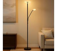 Lampe Sur Pied Liseuse Plafonnier Orientable Variateur Noir LED H 180 Cm
