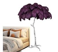 Lampe sur Pied Moderne en Plumes d'autruche Naturelles, Lampe de Sol Romantique en Plumes argentées, éclairage décoratif pour Chambre de Fille