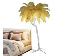 Lampe sur Pied Moderne en Plumes d'autruche Naturelles, Lampe de Sol Romantique en Plumes argentées, éclairage décoratif pour Chambre de Fille