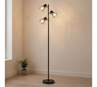 Lampe Sur Pied Noire Avec Abat-Jours En Grille 3X LED Hauteur 161 Cm