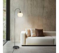 Lampe Sur Pied Pour Le Salon, Lampe En Verre, Cristal, Métal Chromé-Noir, E27