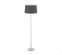 Lampe sur pied Relaxdays avec abat-jour en tissu, pied chromé, douille E27, Ø 40 cm, salon, hauteur 148,5 cm, gris
