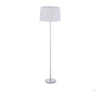 Lampe sur pied Relaxdays avec abat-jour en tissu, pied chromé, douille E27, Ø 40 cm, salon, hauteur 148,5 cm, blanche
