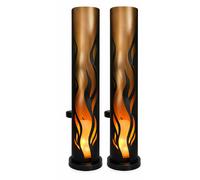 Lampe sur pied solaire à 2 LED, lampe de balcon, éclairage extérieur, effet feu, noir, H 49 cm