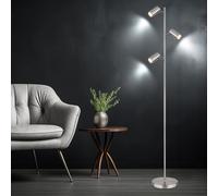Lampe Sur Pied Spot Pour Salon GU10 Orientable 3 Flammes Métal Argenté