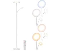 Lampe sur pied télécommandée 2800 lm avec lampe de lecture - Blanc [Lunartec]