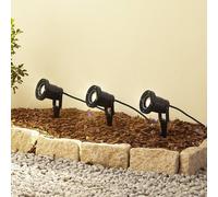 Lampe sur piquet Thorgal de Lindby, Ø 9,8 cm, noire, lot 3 dimmable, noir, Matière Plastique, Moderne