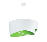 Lampe Suspended Blanche Verte En Tissu Ronde Ø50Cm BRANDO Salle À Manger
