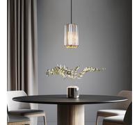 Lampe Suspendu Pendule Luminaire de Cuisine Cristaux Fumée E27 Table En 120 CM