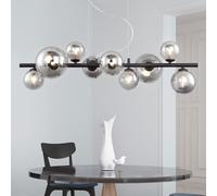 Lampe Suspendu Pendule Salle à Manger Verre Fumé 9 à Flammes Cuisine LED 120cm