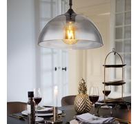 Lampe suspendue 1 flamme verre abat-jour fumée lampe de salle à manger suspension chaîne suspension, métal, 1x douille E27, DxH 30x120 cm