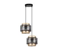 Lampe Suspendue 2 Flammes Noire Or E27 L:33 Cm Métal Tissu Salon Lampe Suspendue