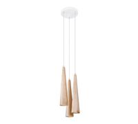 Lampe Suspendue 3-flammig Scandinave Bois Abat-Jour GU10 Pendelleuchte Salon