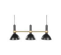 Lampe Suspendue à 3 Lumières avec Abat-jour Rond en Métal Noir et Or Beles
