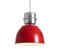 Lampe suspendue à dôme industriel vintage, lampe suspendue à abat-jour en aluminium à 1 lumière de 14,2 pouces avec dessus chromé, plafonnier multicolore E27 for atelier de café de cuisine(Red)