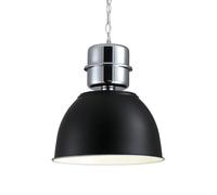 Lampe suspendue à dôme industriel vintage, lampe suspendue à abat-jour en aluminium à 1 lumière de 14,2 pouces avec dessus chromé, plafonnier multicolore E27 for atelier de café de cuisine(Black)