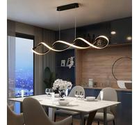 Lampe suspendue à LED lampe suspendue de table à manger lampe suspendue réglable noire avec télécommande lampe suspendue moderne salle à manger salon chambre cuisine lampe de bureau (noir, L120cm)