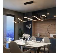 Lampe suspendue à LED lampe suspendue de table à manger lampe suspendue réglable noire avec télécommande lampe suspendue moderne salle à manger salon chambre cuisine lampe de bureau (noir, L80cm)