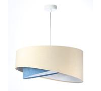 Lampe Suspendue Abat-Jour Ronde D: 50 Cm E27 Blanc Crème Bleu Velours