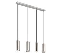 Lampe suspendue argent Lampe suspendue salle à manger 4 flammes Plafonnier suspendu chrome, métal nickel, 4x GU10 douilles, LxlxH 65x6x120 cm
