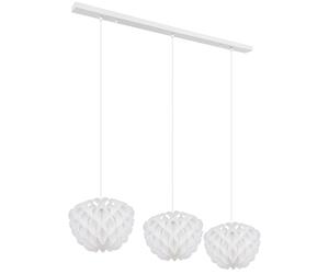 Lampe suspendue, blanche, lampe de cuisine suspendue Lampe suspendue, chambre à coucher, 3 flammes, feuilles décoratives, moderne, métal, 3 douilles E14, HxLxP 120x101x26 cm