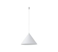 Lampe Suspendue Blanche Métal Ø 50 Cm Ronde Cône H: Max. 130 Cm Pour GU10