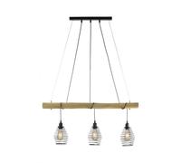 Lampe Suspendue Bois Métal Bâton B : 90cm 2x E27 Noir Nature Suspensions à