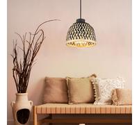 Lampe Suspendue Bois Suspension Table En Bambou Tresse Noir Mat 1x E27