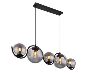 Lampe suspendue boules fumée lampe de salle à manger 5 ampoules lampe suspendue noire, 5x douilles E14, LxlxH 100x20x120 cm