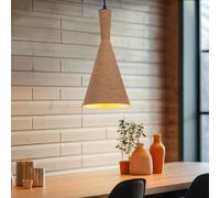 Lampe suspendue Cordon Textile ALU noir nature marron or H 140 cm