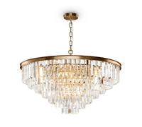 Lampe Suspendue Cristal Rond Ø 80 CM Grand En Laiton 16x E14 Salle à Manger