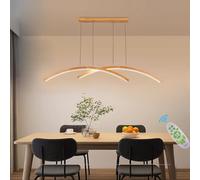 Lampe Suspendue Cuisine Moderne LED Lampe Suspendue LED Arc en Bois Suspendu Luminaires Dimmable Lampe de table à Manger Plafonnier Moderni Linéaire Salle à Manger Bureau Plafonniers (Dimmable-A)