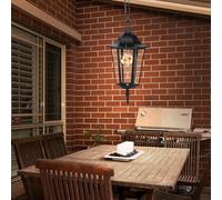 Lanterne pendule plafonnier de jardin balcon ALU suspension noire dans un ensemble comprenant des ampoules LED