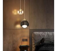 Lampe suspendue de chevet à ., lustre luxe en cristal entièrement cuivre, moderne minimaliste Compatible with principale, bureau, cordon réglable, LED,Suspensions lumineuses