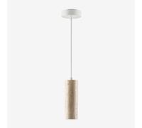 Lampe suspendue de plafond Ø6,5 cm en travertin Davise Blanc Blanc