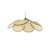 Lampe Suspendue de Salon Style Boho Traditionnel en Métal Noir et Abat-jour en P