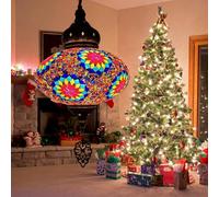 (Lampe suspendue de style turc à 8 couleurs, suspension en mosaïque multicolore avec globe en verre coloré, lustre décoratif, luminaires suspendus marocains pour salon, chambre, décoration intérieure,