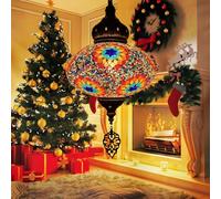 (Lampe suspendue de style turc à 8 couleurs, suspension en mosaïque multicolore avec globe en verre coloré, lustre décoratif, luminaires suspendus marocains pour salon, chambre, décoration intérieure