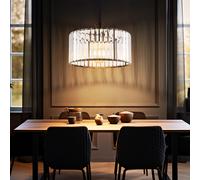 Lampe suspendue de table à manger en cristal Lampe de salon Lampe suspendue fumée, cristaux acryliques métalliques, LED 7W 806Lm blanc chaud, DxH 31x120 cm