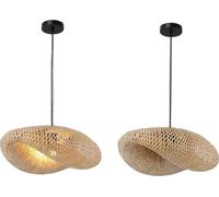 Lampe suspendue, design bambou tricoté à la main, couverture de 10-15 mètres carrés, E27-Pas d'ampoule, diamètre 40 cm
