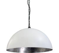 Lampe Suspendue Design Blanche Abat-Jour Argent Ø50Cm H:26Cm Artisanale