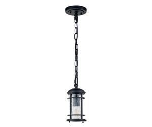 Lampe suspendue d'extérieur, luminaire de balcon, IP44, acier, aluminium, verre noir, jardin transparent