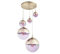 Lampe suspendue dimmable avec télécommande lampe de table à manger 5 flammes LED suspension verre or, 5x 4,8W 5x 470lm blanc chaud, PxH 65 x 120 cm