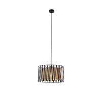 Lampe Suspendue E27 Ø 40Cm Ronde H: Max. 165Cm Réglable Noir Marron