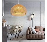 Lampe suspendue E27 Vintage Lustre idyllique Rétro Industriel Suspension Luminaire bambou naturel tissé Lampes suspendues réglable en hauteur Salle à manger Étude Salon Café Lampe de salon(Color:B,Tai