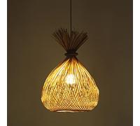 Lampe Suspendue en Bambou Naturel, Forme de Lanterne, Petite tête Simple, Style Japonais, Style Japonais, idéale pour Un Salon de thé, Une Salle à Manger ou Un Bureau.