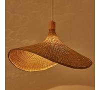 Lampe Suspendue en Bambou tressé, Abat-Jour Wicer en rotin tissé à la Main, Lampe Suspendue en Bambou de Style Naturel, Lustre créatif en Forme de Chapeau E27, Lampe Suspendue pour Chambre à