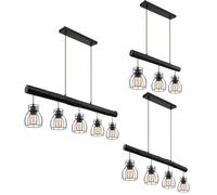 Lampe suspendue en bois lampe suspendue noire lampe de table à manger lampe suspendue rétro vintage avec écrans de cage, poutres en bois en métal en treillis, douilles E27